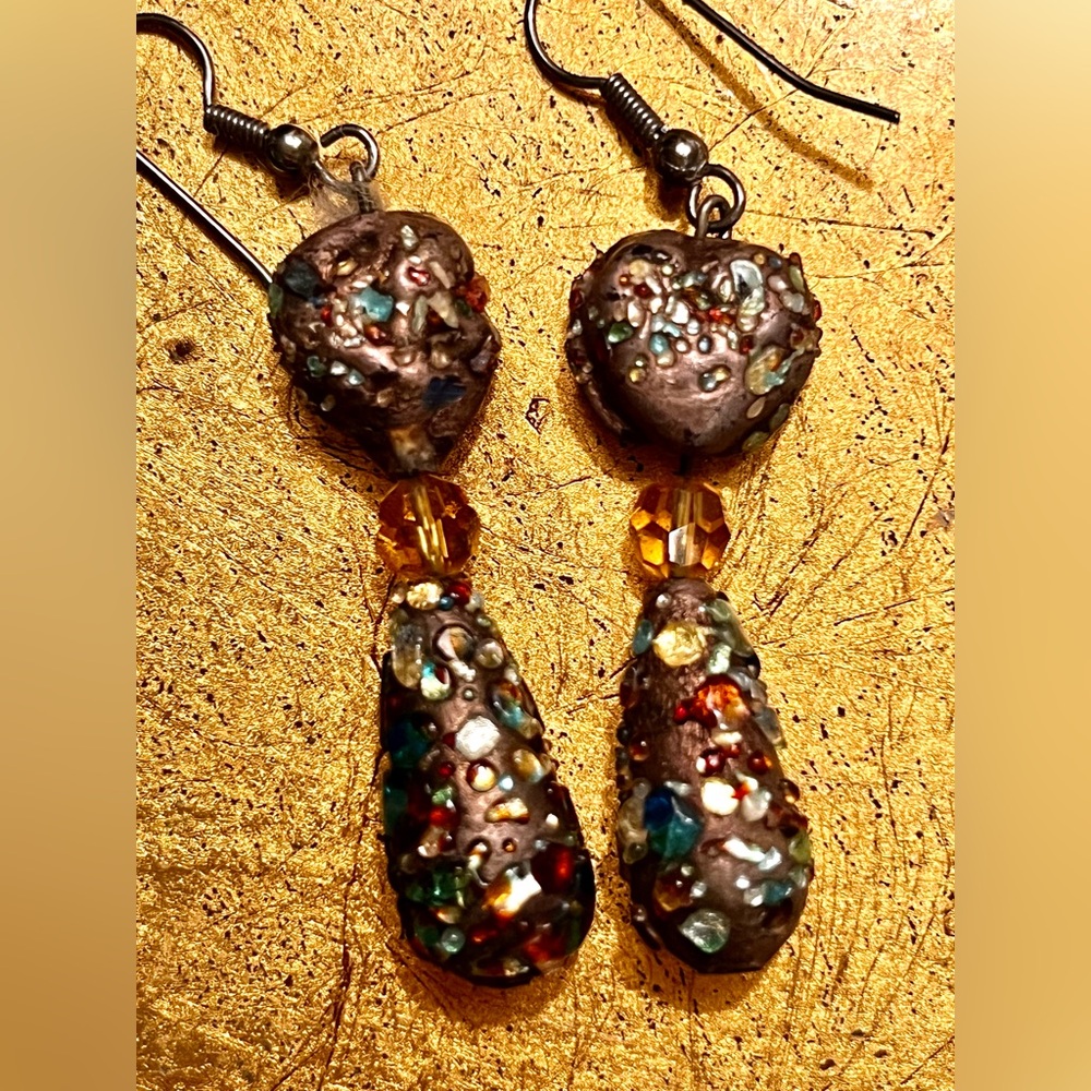 Unique Pierced Drop Earrings Jeweled Crystals